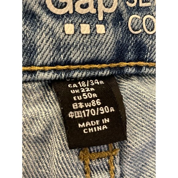 GAP Sexy Boyfriend 100% Cotton Jeans Medium Wash Denim distressed sz 14 - Picture 6 of 7